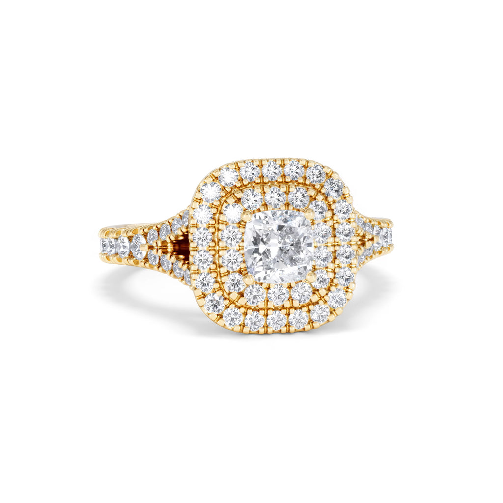Anastasia Diamond Halo Engagement Ring in 18K Gold 1.30ct G/VS2