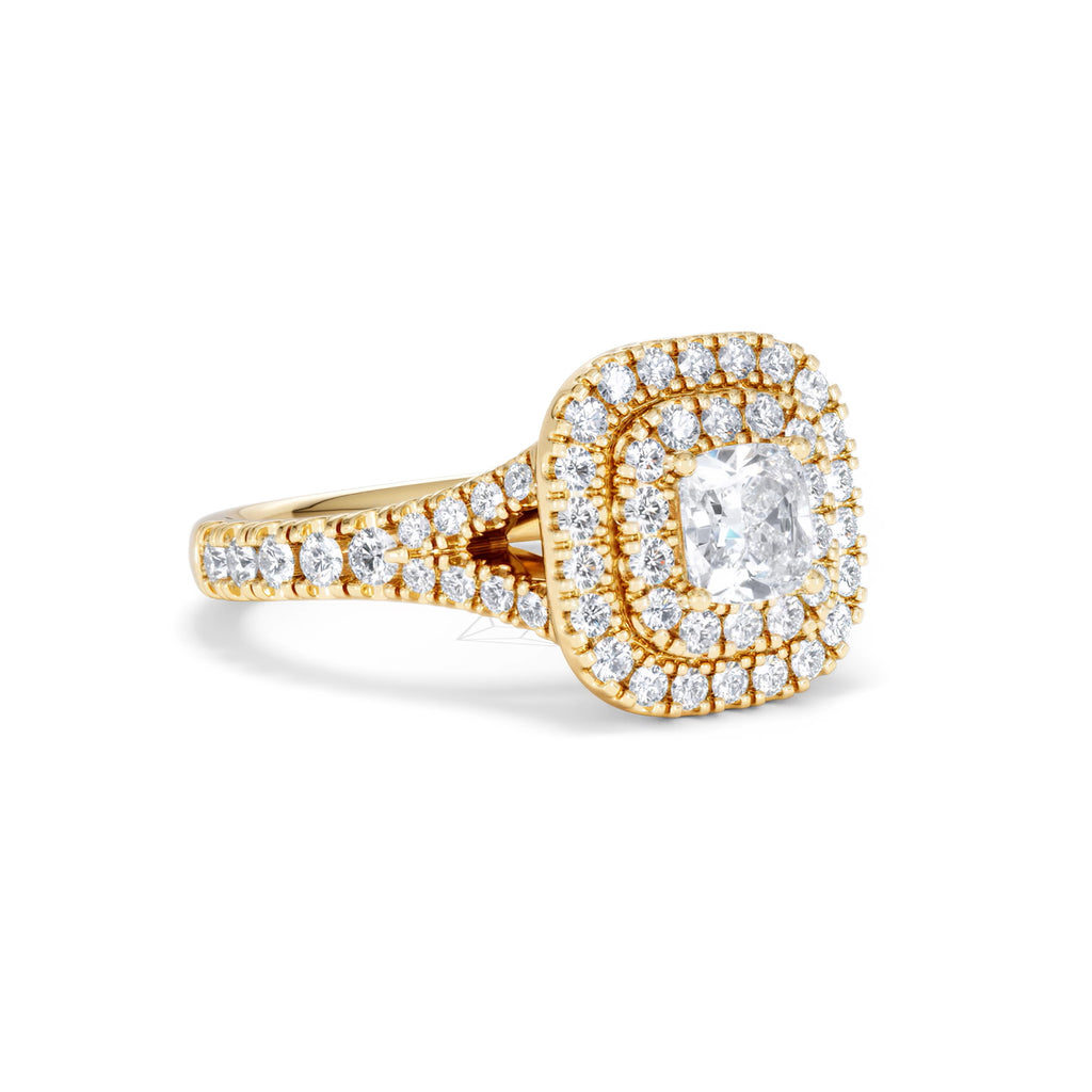 Anastasia Diamond Halo Engagement Ring in 18K Gold 1.30ct G/VS2