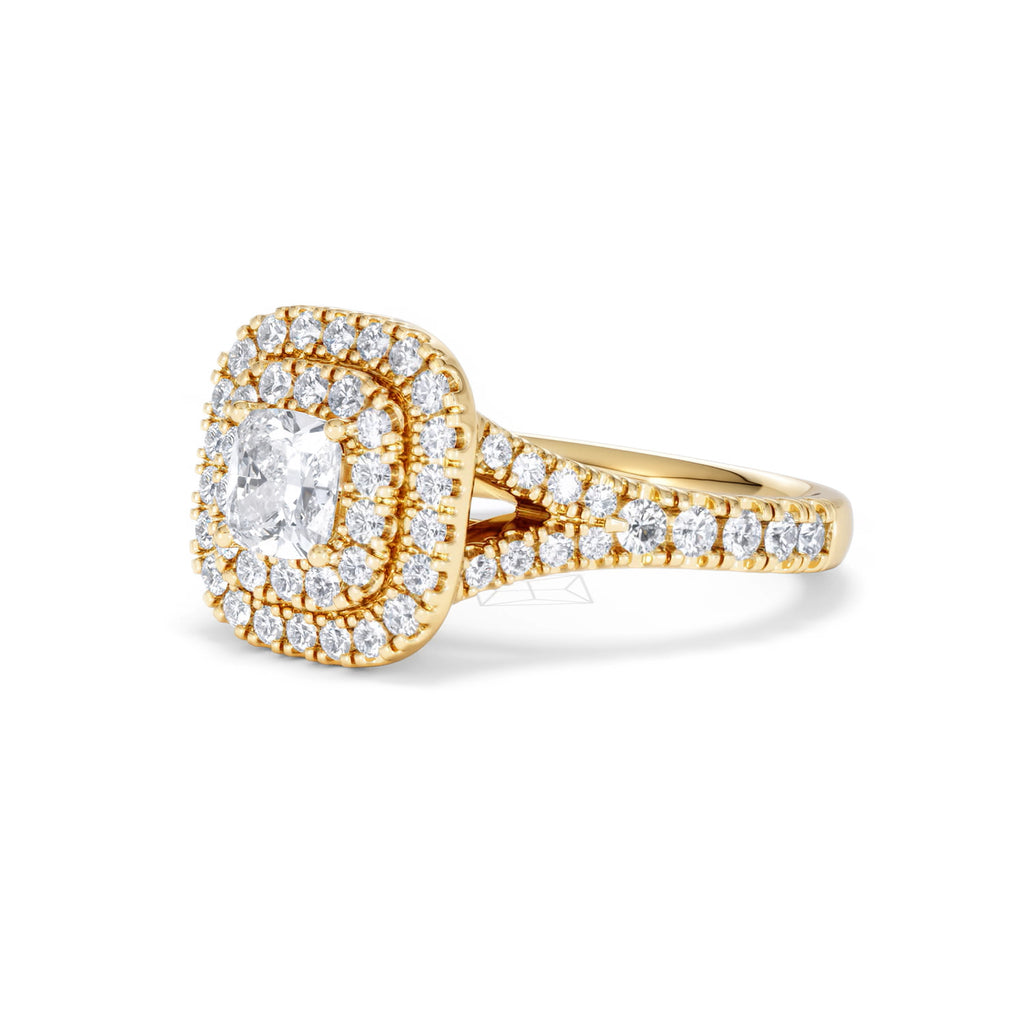 Anastasia Diamond Halo Engagement Ring in 18K Gold 1.30ct G/VS2