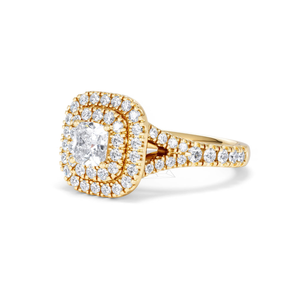 Anastasia Diamond Halo Engagement Ring in 18K Gold 1.30ct G/VS2