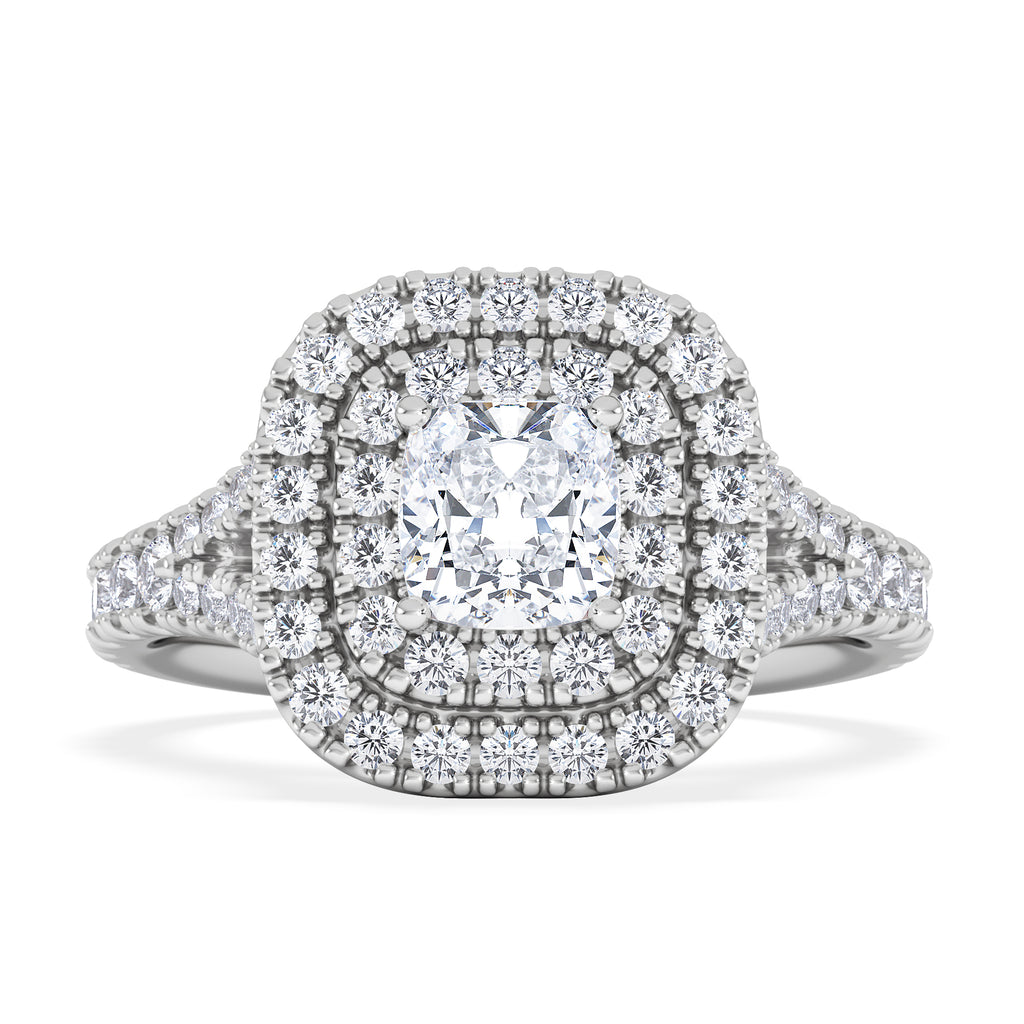 Anastasia GIA Diamond Halo Engagement Ring in Platinum 1.45ct G/VS2