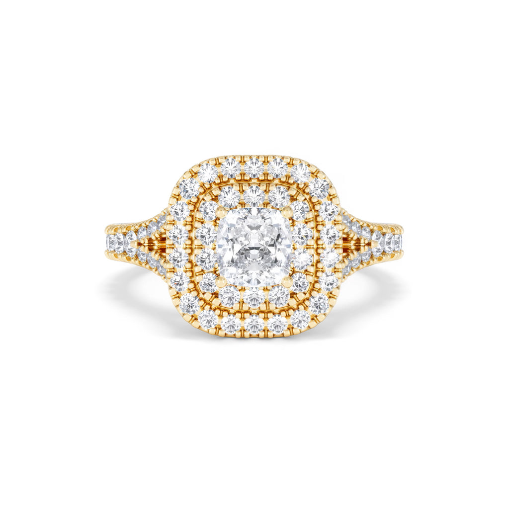 Anastasia GIA Diamond Halo Engagement Ring in 18K Gold 1.45ct G/SI2
