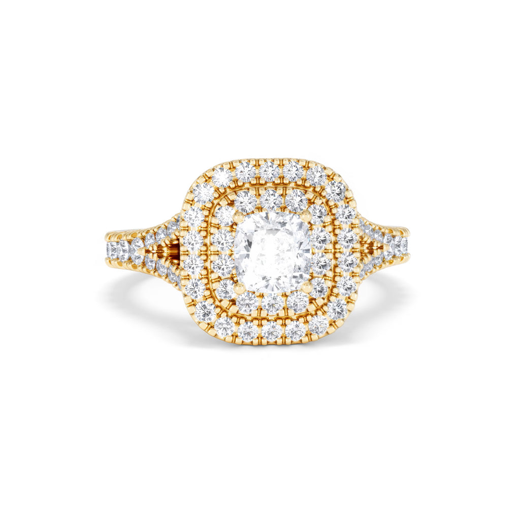 Anastasia GIA Diamond Halo Engagement Ring in 18K Gold 1.45ct G/SI2