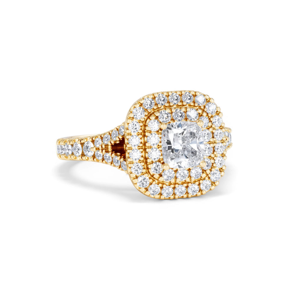 Anastasia GIA Diamond Halo Engagement Ring in 18K Gold 1.45ct G/SI2