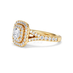 Anastasia GIA Diamond Halo Engagement Ring in 18K Gold 1.45ct G/SI2
