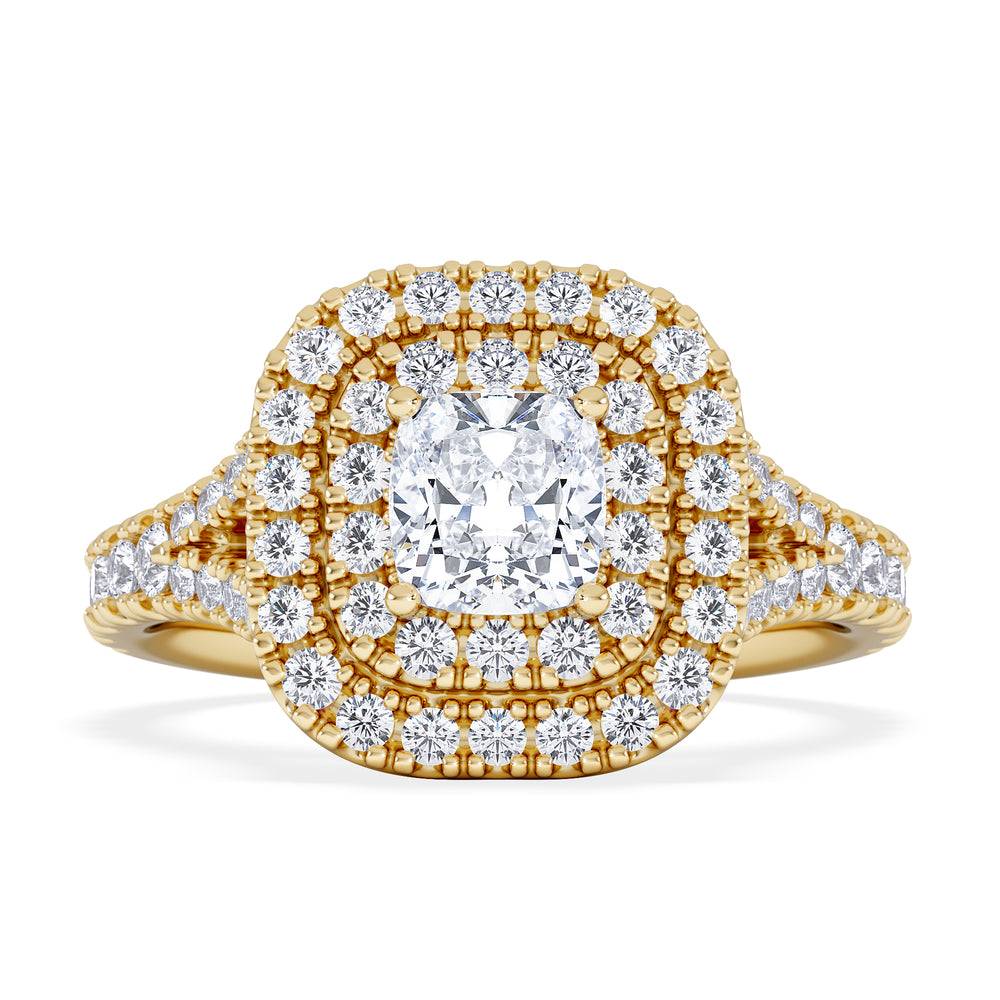 Anastasia GIA Diamond Halo Engagement Ring in 18K Gold 1.45ct G/SI2