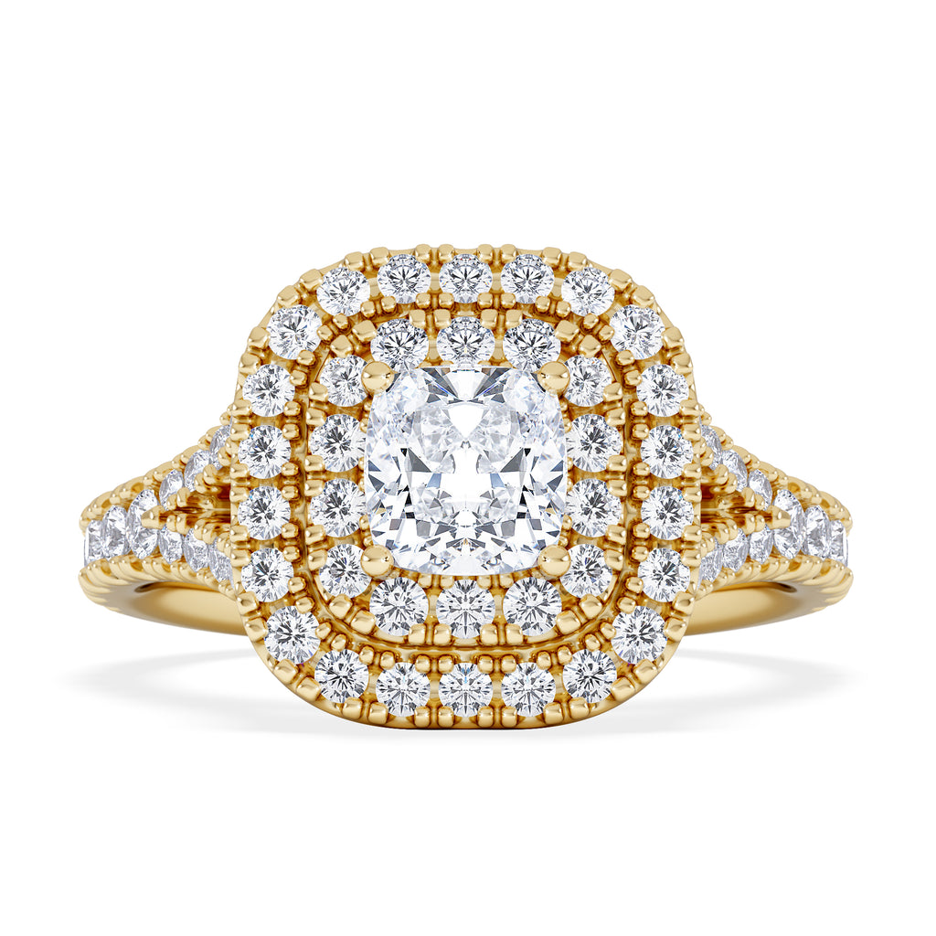 Anastasia GIA Diamond Halo Engagement Ring in 18K Gold 1.45ct G/SI2