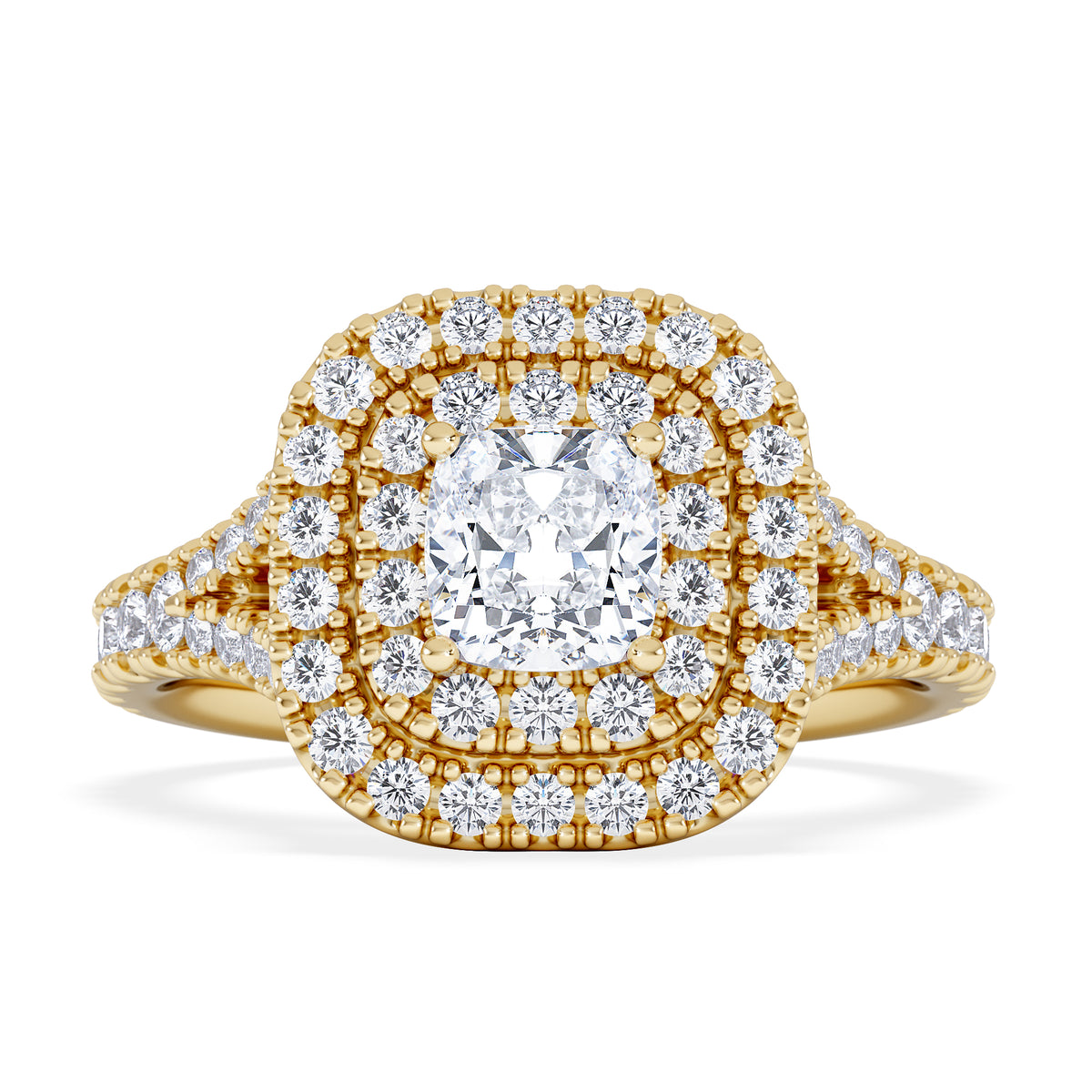 Anastasia GIA Diamond Halo Engagement Ring in 18K Gold 1.45ct G/SI2