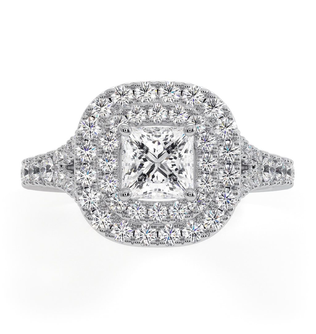 Cleopatra Diamond Halo Engagement Ring in Platinum 1.20ct G/VS1