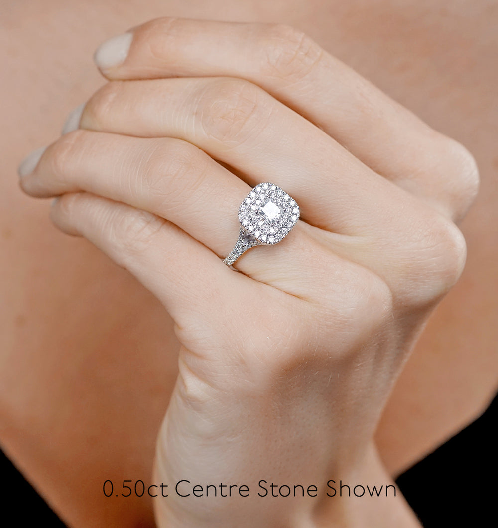 Cleopatra GIA Diamond Halo Engagement Ring in Platinum 1.85ct G/VS1