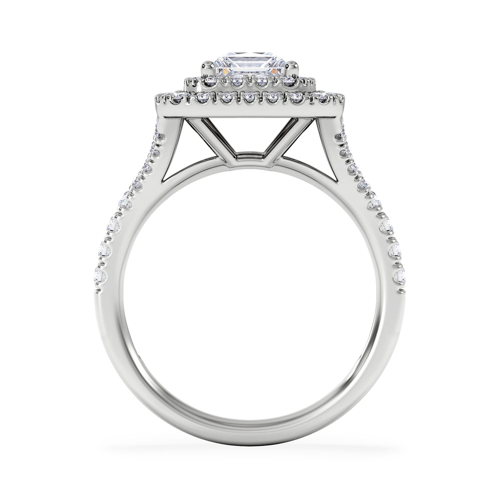 Cleopatra Lab Diamond Halo Engagement Ring in Platinum 1.85ct F/VS1