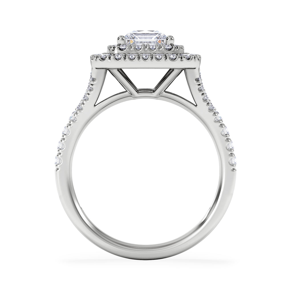 Cleopatra Lab Diamond Halo Engagement Ring in Platinum 1.85ct F/VS1
