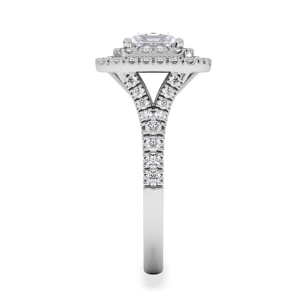 Cleopatra Lab Diamond Halo Engagement Ring 18K White Gold 1.85ct F/VS1