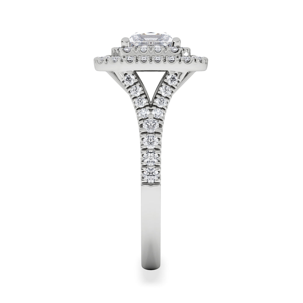 Cleopatra Lab Diamond Halo Engagement Ring in Platinum 1.85ct F/VS1