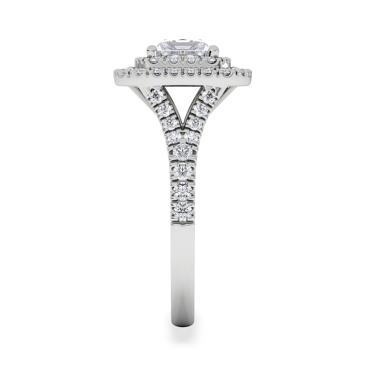 Cleopatra Lab Diamond Halo Engagement Ring in Platinum 1.85ct F/VS1
