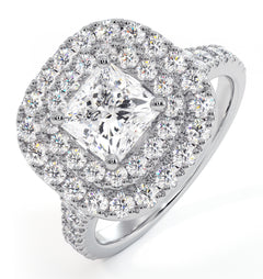Cleopatra GIA Diamond Halo Engagement Ring in Platinum 1.85ct G/VS1