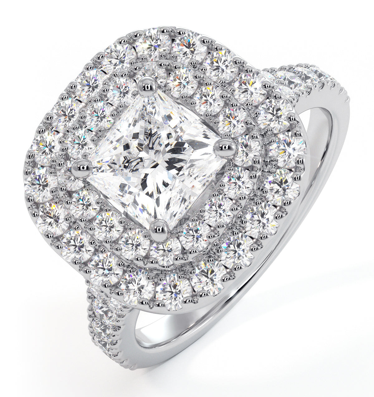 Cleopatra GIA Diamond Halo Engagement Ring in Platinum 1.85ct G/VS1