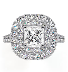 Cleopatra GIA Diamond Halo Engagement Ring in Platinum 1.85ct G/VS1