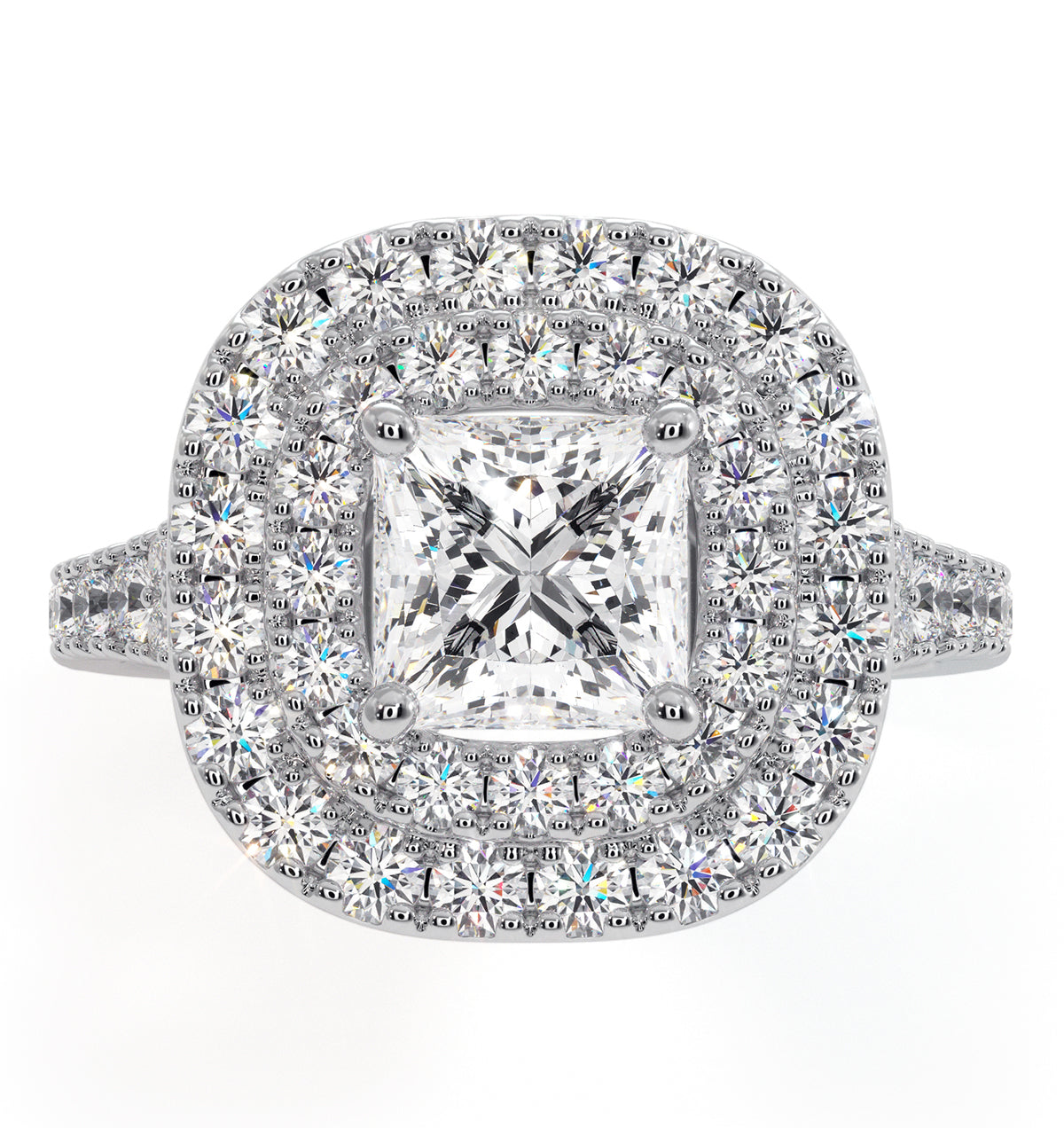 Cleopatra GIA Diamond Halo Engagement Ring in Platinum 1.85ct G/VS1