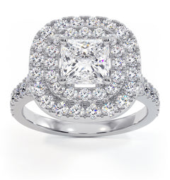 Cleopatra GIA Diamond Halo Engagement Ring in Platinum 1.85ct G/VS1