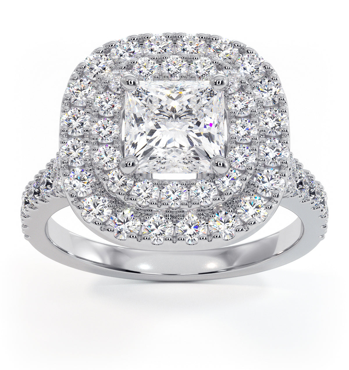 Cleopatra GIA Diamond Halo Engagement Ring in Platinum 1.85ct G/VS1