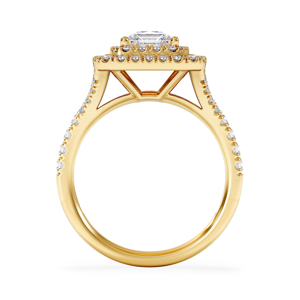 Cleopatra Lab Diamond Halo Engagement Ring in 18K Gold 1.85ct F/VS1