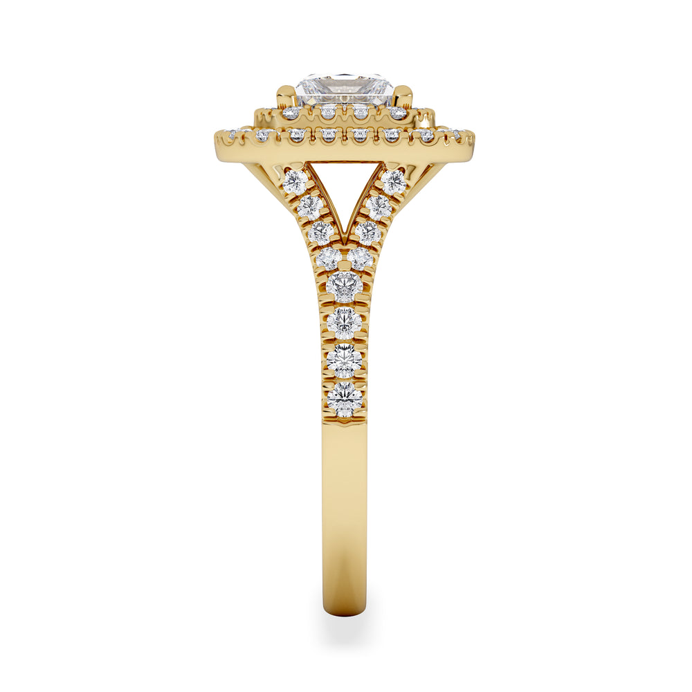 Cleopatra Lab Diamond Halo Engagement Ring in 18K Gold 1.85ct F/VS1