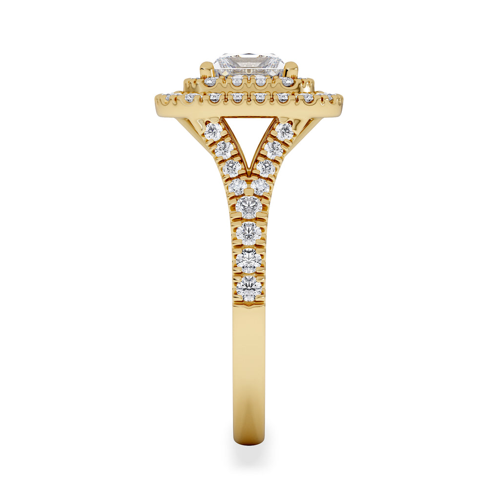 Cleopatra Lab Diamond Halo Engagement Ring in 18K Gold 1.85ct F/VS1