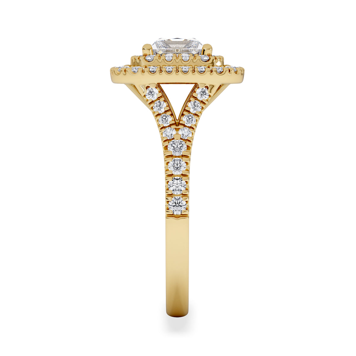Cleopatra Lab Diamond Halo Engagement Ring in 18K Gold 1.85ct F/VS1