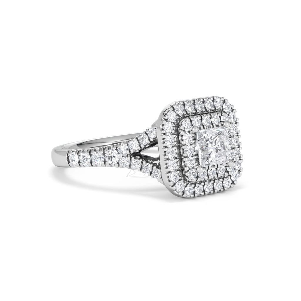 Cleopatra Diamond Halo Engagement Ring in Platinum 1.20ct G/SI2