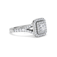 Cleopatra Diamond Halo Engagement Ring in Platinum 1.20ct G/SI2