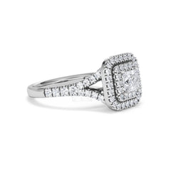 Cleopatra Lab Diamond Halo Engagement Ring in Platinum 1.20ct F/VS1