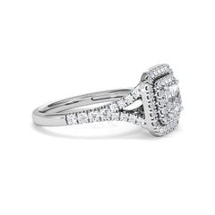 Cleopatra Diamond Halo Engagement Ring in Platinum 1.20ct G/SI2