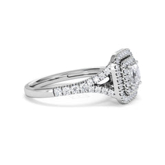 Cleopatra Lab Diamond Halo Engagement Ring in Platinum 1.20ct F/VS1