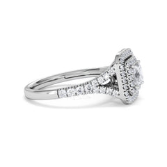 Cleopatra Diamond Halo Engagement Ring 18K White Gold 1.20ct G/SI2