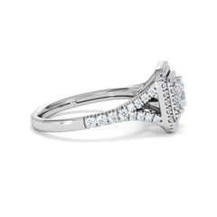 Cleopatra Diamond Halo Engagement Ring 18K White Gold 1.20ct G/SI2