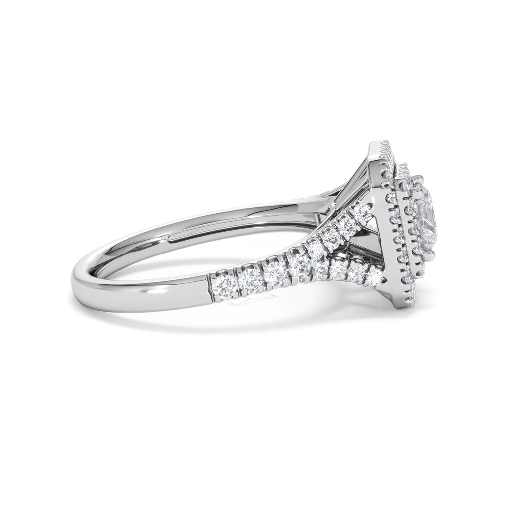 Cleopatra Lab Diamond Halo Engagement Ring in Platinum 1.20ct F/VS1