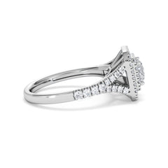 Cleopatra Diamond Halo Engagement Ring 18K White Gold 1.20ct G/SI2