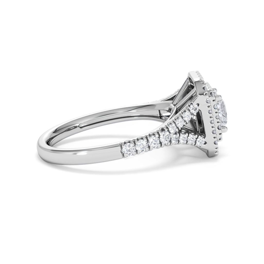 Cleopatra Diamond Halo Engagement Ring 18K White Gold 1.20ct G/SI2