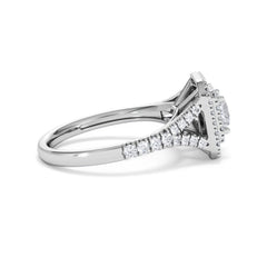 Cleopatra Diamond Halo Engagement Ring 18K White Gold 1.20ct G/SI2