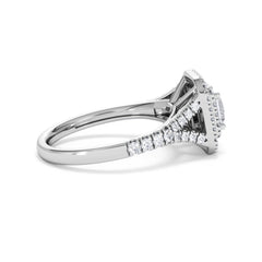Cleopatra Diamond Halo Engagement Ring 18K White Gold 1.20ct G/SI2