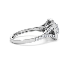 Cleopatra Diamond Halo Engagement Ring 18K White Gold 1.20ct G/SI2