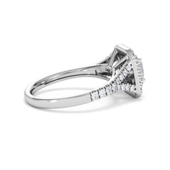 Cleopatra Diamond Halo Engagement Ring 18K White Gold 1.20ct G/SI2