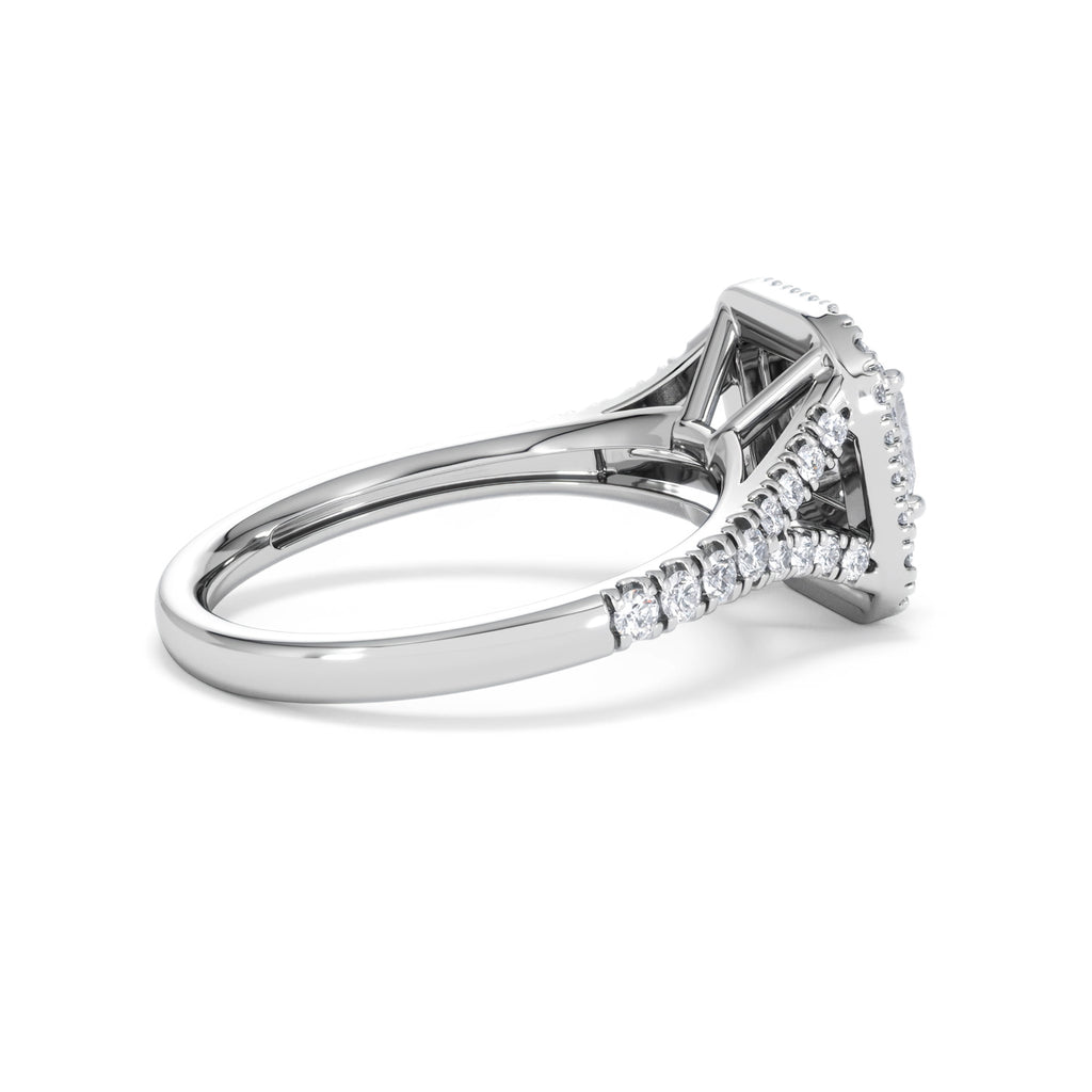 Cleopatra Diamond Halo Engagement Ring 18K White Gold 1.20ct G/SI2
