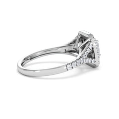 Cleopatra Diamond Halo Engagement Ring 18K White Gold 1.20ct G/SI2