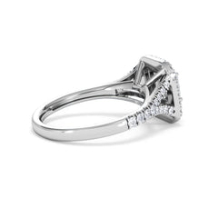 Cleopatra Lab Diamond Halo Engagement Ring 18K White Gold 1.20ct F/VS1