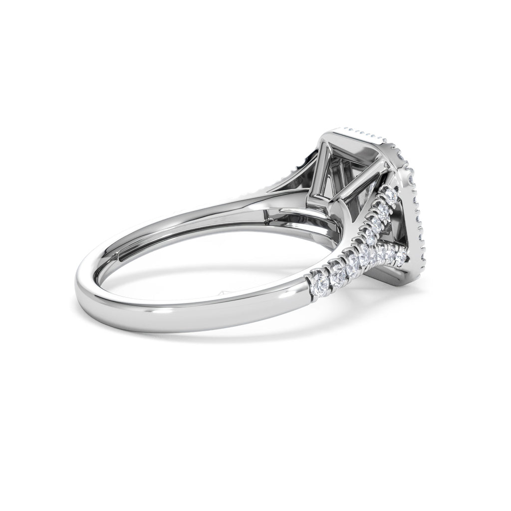 Cleopatra Diamond Halo Engagement Ring 18K White Gold 1.20ct G/SI2