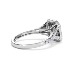 Cleopatra Diamond Halo Engagement Ring 18K White Gold 1.20ct G/SI2