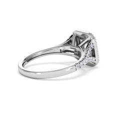 Cleopatra Lab Diamond Halo Engagement Ring 18K White Gold 1.20ct F/VS1