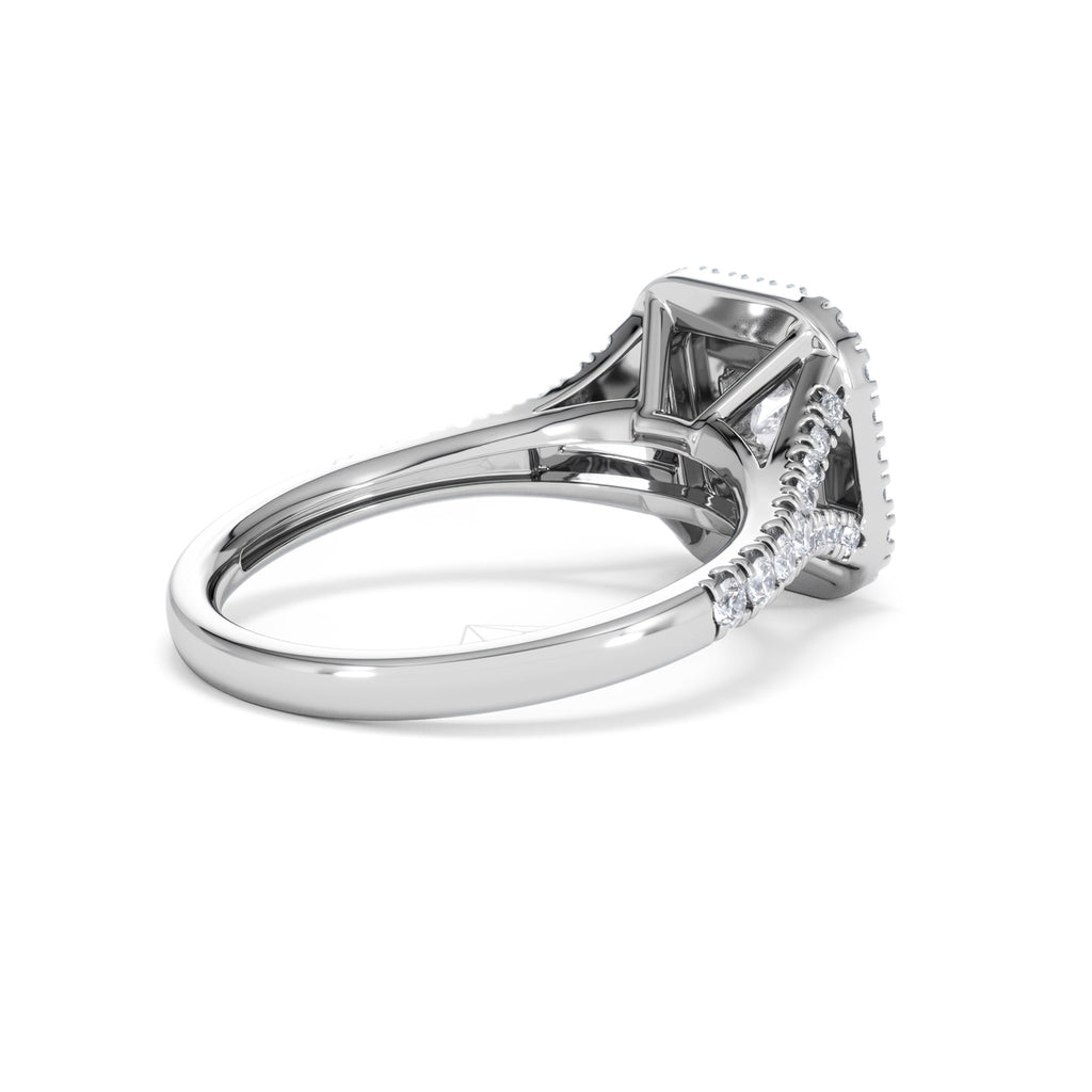 Cleopatra Lab Diamond Halo Engagement Ring 18K White Gold 1.20ct F/VS1